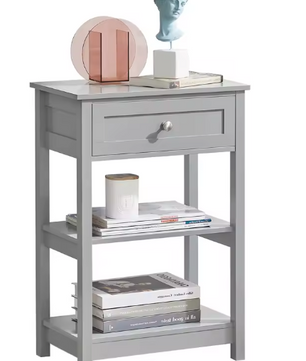 Bijzettafel met Lade & 2 Planken – Nachtkastje van MDF, Modern en Compact
