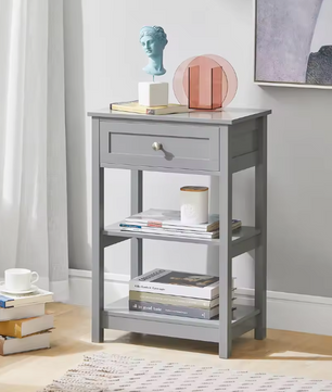Bijzettafel met Lade & 2 Planken – Nachtkastje van MDF, Modern en Compact