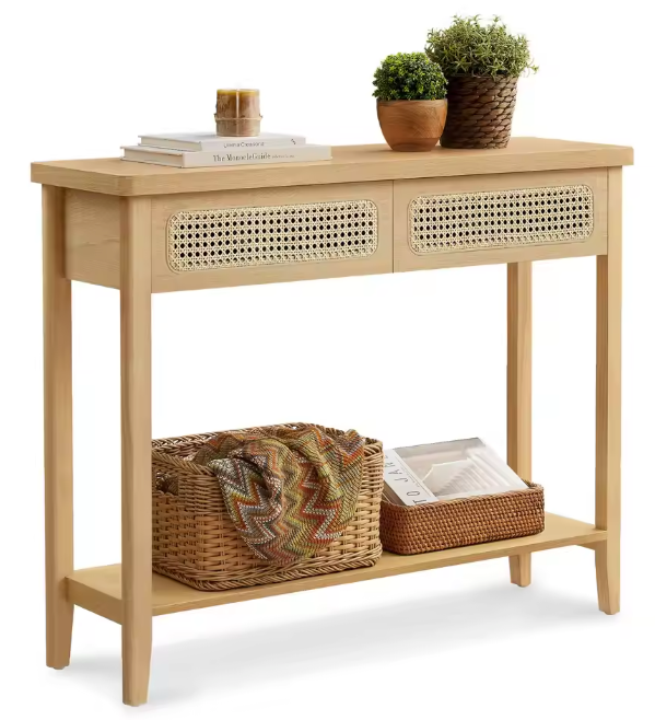 Smalle consoletafel 100 cm – beige eiken haltafel