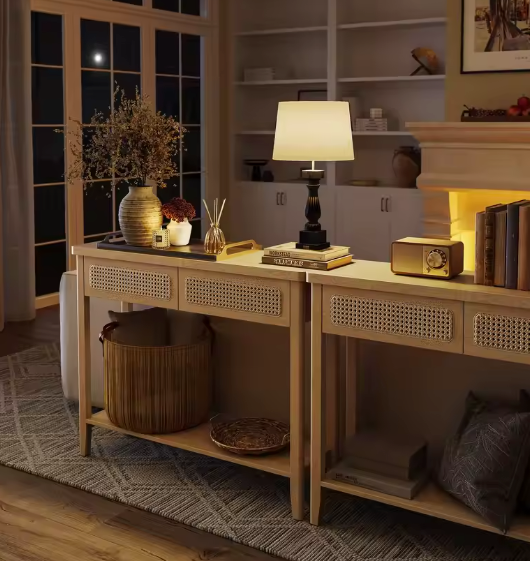 Smalle consoletafel 100 cm – beige eiken haltafel