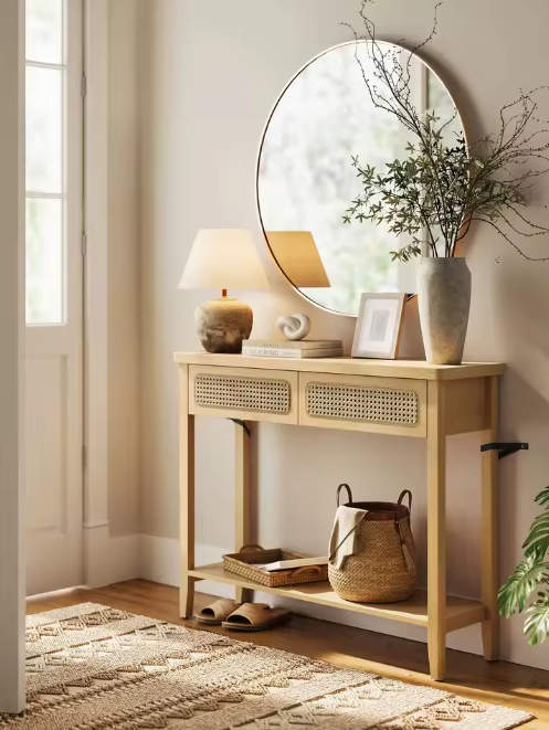 Smalle consoletafel 100 cm – beige eiken haltafel