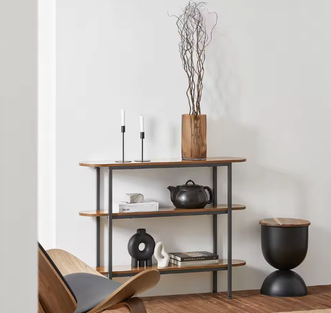 Smal dressoir 110 cm – haltafel met 3 open opbergvakken
