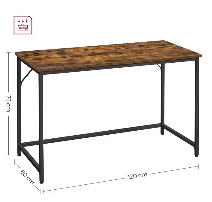 Industrieel bureau 120 cm – compact met metalen frame
