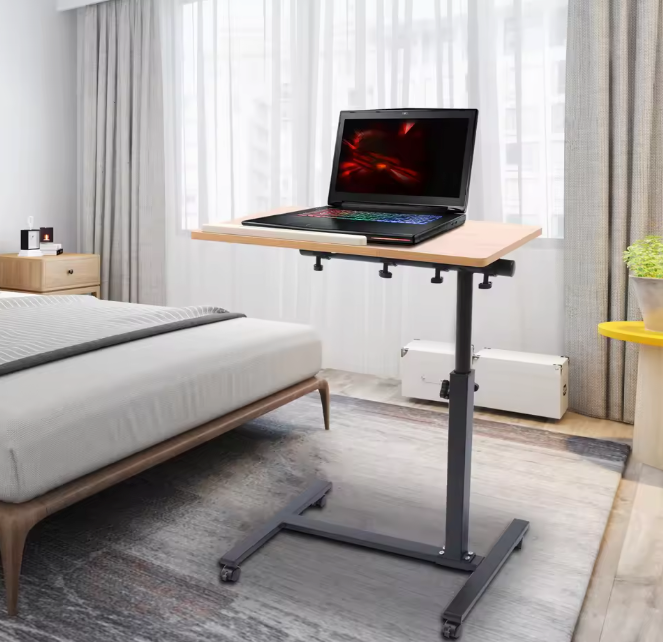 Verstelbaar laptopbureau met wielen en kantelbaar blad