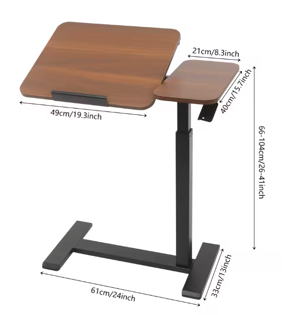 Verstelbare laptoptafel op wielen – staand bureau 66–104 cm