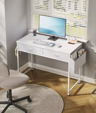 Wit Bureau met Laden & Opbergtas – Compact & Modern Werkstation