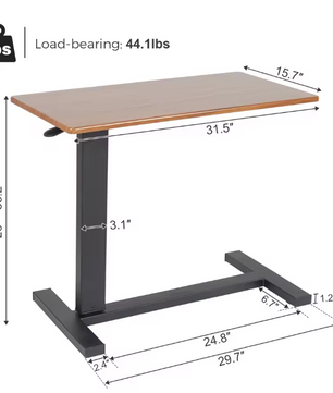 Verstelbare Overbed Tafel op Wielen – Industrieel Design & Multifunctioneel