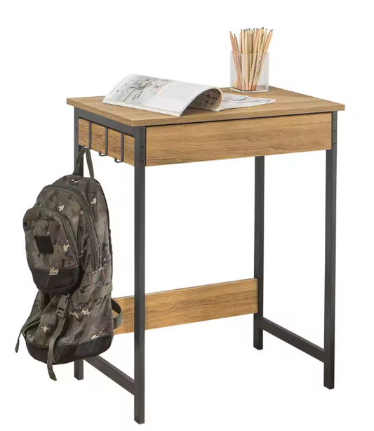 Compact Bureau met Lade & Haken – MDF Werktafel 60x76x40 cm
