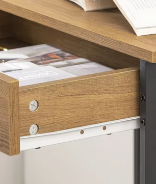 Compact Bureau met Lade & Haken – MDF Werktafel 60x76x40 cm