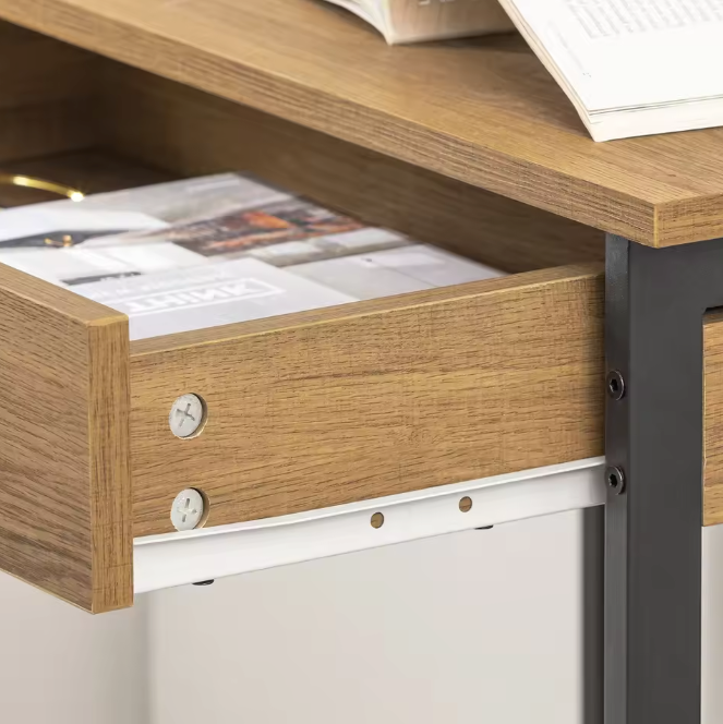 Compact Bureau met Lade & Haken – MDF Werktafel 60x76x40 cm