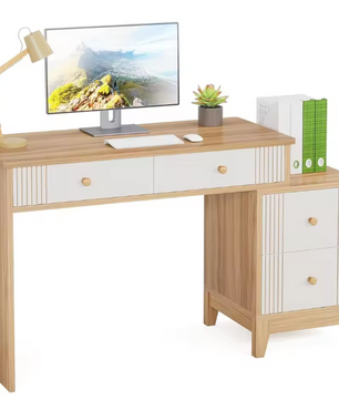Modern Houten Bureau met 4 Lades – Schrijftafel met Opbergruimte