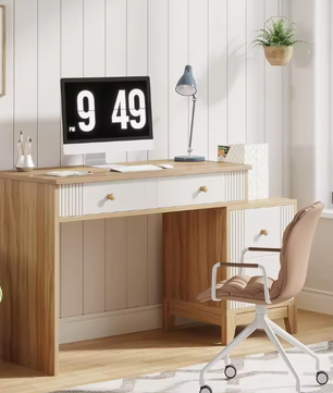Modern Houten Bureau met 4 Lades – Schrijftafel met Opbergruimte