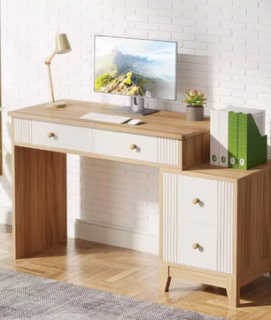 Modern Houten Bureau met 4 Lades – Schrijftafel met Opbergruimte