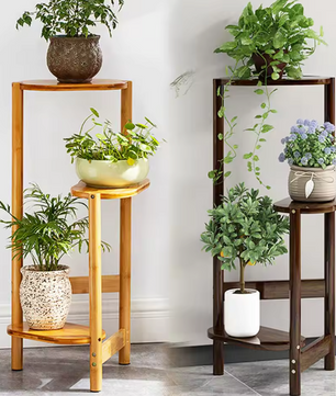 3-laags bamboe plantenrek – hoekmodel hoog-laag display