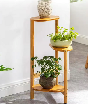 3-laags bamboe plantenrek – hoekmodel voor binnengebruik