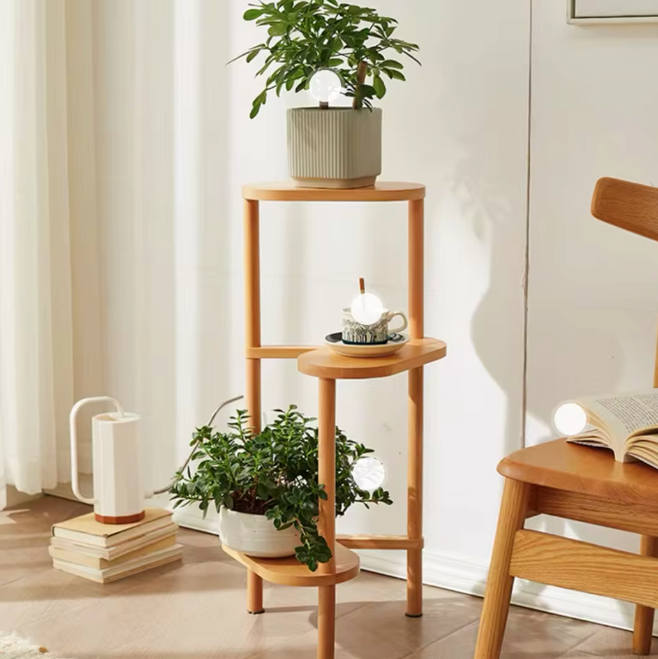 3-laags bamboe plantenrek – hoekmodel voor binnengebruik