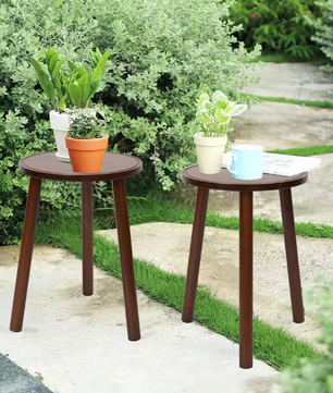 Set van 2 ronde bamboe plantenstandaards – 42 cm hoog