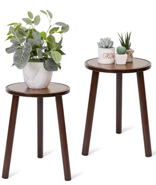 Set van 2 ronde bamboe plantenstandaards – 42 cm hoog