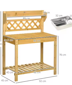 Tuintafel met spoelbak en uitschuifblad – 92×45×120 cm