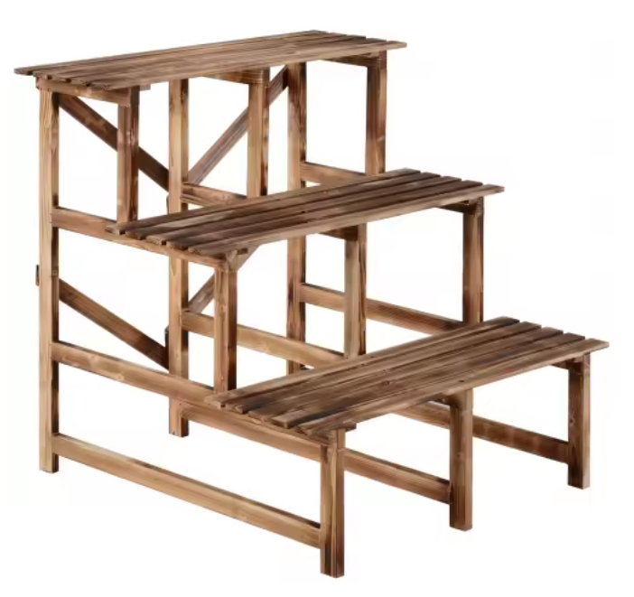 Plantenrek 3-laags dennenhout – voor tuin, balkon & terras