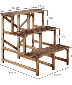 Plantenrek 3-laags dennenhout – voor tuin, balkon & terras