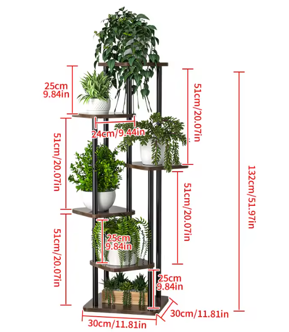Plantenrek met 6/7/8 Lagen – Metalen Plantenstandaard voor Binnen & Buiten