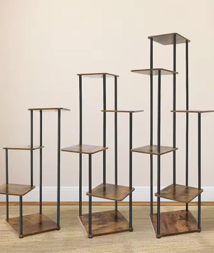 Hoek Plantenrek met 4/5/6 Lagen – Metaal & Hout, Ruimtebesparend Ontwerp