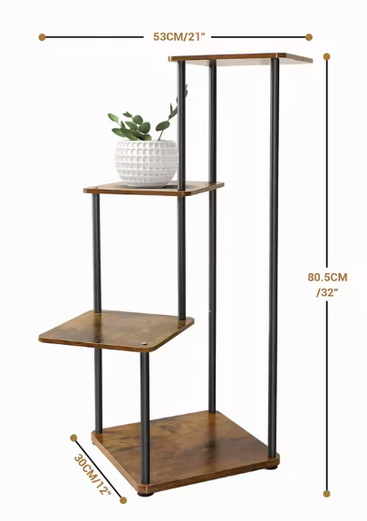 Hoek Plantenrek met 4/5/6 Lagen – Metaal & Hout, Ruimtebesparend Ontwerp