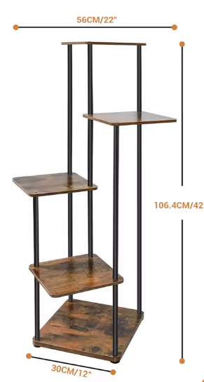 Hoek Plantenrek met 4/5/6 Lagen – Metaal & Hout, Ruimtebesparend Ontwerp