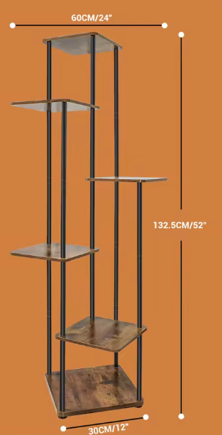 Hoek Plantenrek met 4/5/6 Lagen – Metaal & Hout, Ruimtebesparend Ontwerp