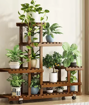 6-Lagen Houten Plantenrek – Verticale Stand voor Binnen & Buiten