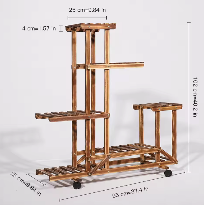 6-Lagen Houten Plantenrek – Verticale Stand voor Binnen & Buiten