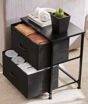 Nachtkastje met 2 Stoffen Laden – Compact & Multifunctioneel