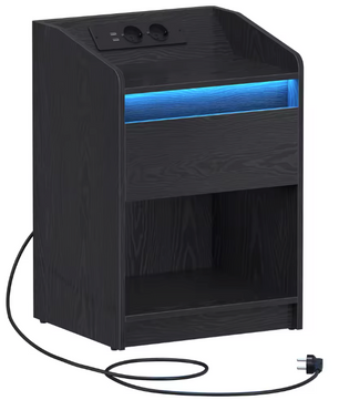 Nachtkastje met LED & Laadstation – 1 Lade & Opbergvak
