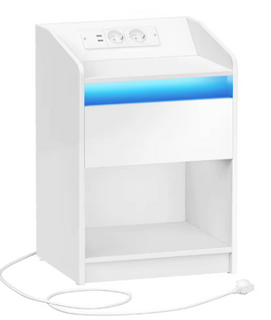 Nachtkastje met LED & Laadstation – 1 Lade & Opbergvak