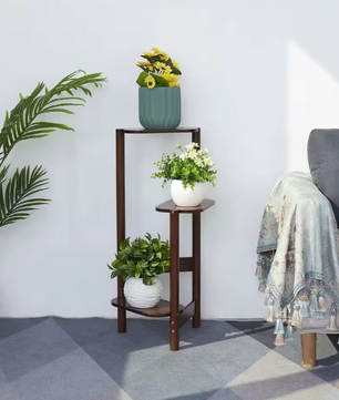 3-laags plantenrek hoog model – bamboe hoekstandaard
