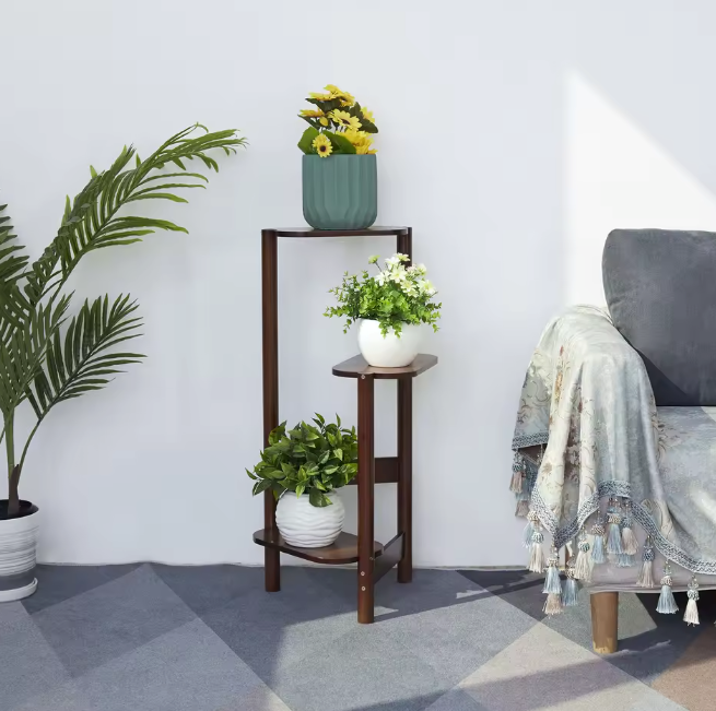 3-laags plantenrek hoog model – bamboe hoekstandaard