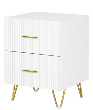 Nachtkastje met 2 Lades – Modern Design met Gouden Accenten