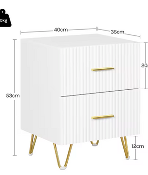 Nachtkastje met 2 Lades – Modern Design met Gouden Accenten