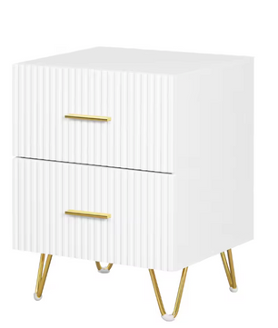 Nachtkastje met 2 Lades – Modern Design met Gouden Accenten