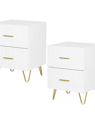 Nachtkastje met 2 Lades – Modern Design met Gouden Accenten