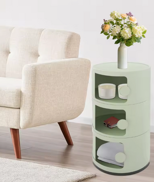 Rond Nachtkastje met 3 Lades – Modern Design en Slimme Opbergruimte