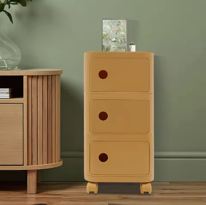 Mobiel 3-Laags Nachtkastje met Wielen – Modern & Ruimtebesparend
