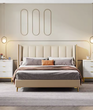 Modern Nachtkastje met 3 Lades – Wit & Goud, 65,5 cm Hoog