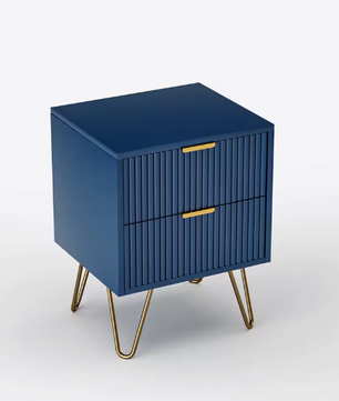 Blauwe Ladekast met 3 Lades – Modern Opbergmeubel met Metalen Poten