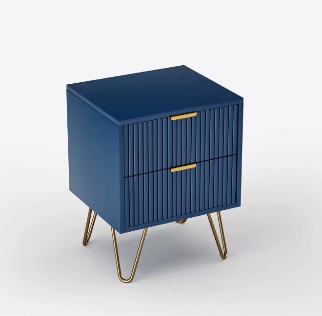 Blauwe Ladekast met 3 Lades – Modern Opbergmeubel met Metalen Poten