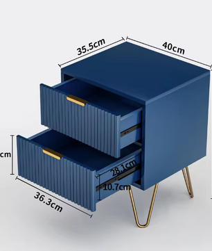 Blauwe Ladekast met 3 Lades – Modern Opbergmeubel met Metalen Poten