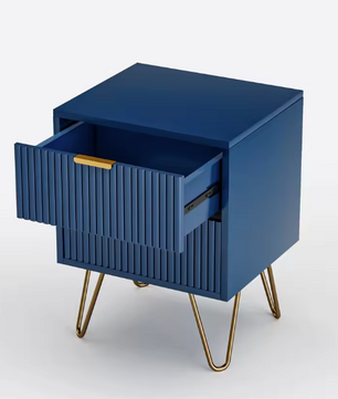 Blauwe Ladekast met 3 Lades – Modern Opbergmeubel met Metalen Poten