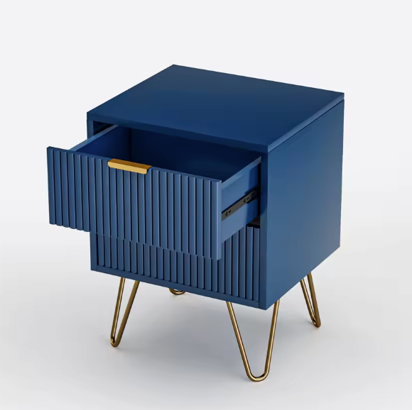 Blauwe Ladekast met 3 Lades – Modern Opbergmeubel met Metalen Poten