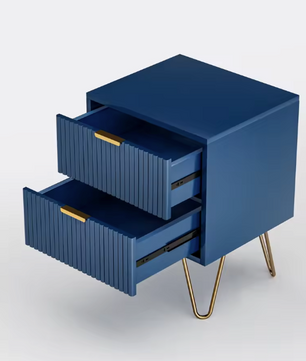 Blauwe Ladekast met 3 Lades – Modern Opbergmeubel met Metalen Poten